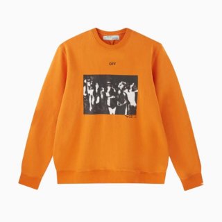 Off-White Spray Painting Orange Sweatshirts